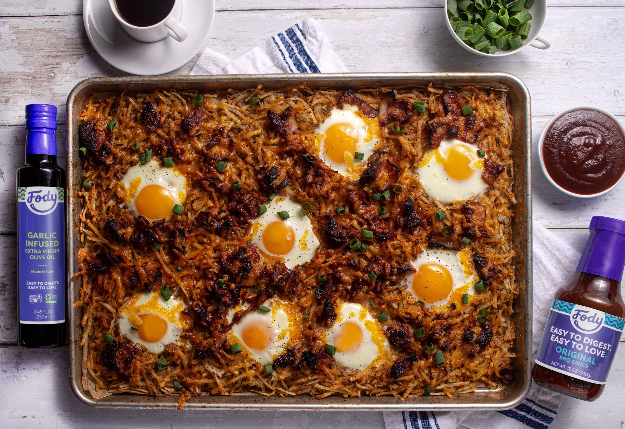 Low FODMAP bacon breakfast bake with Fody BBQ sauce