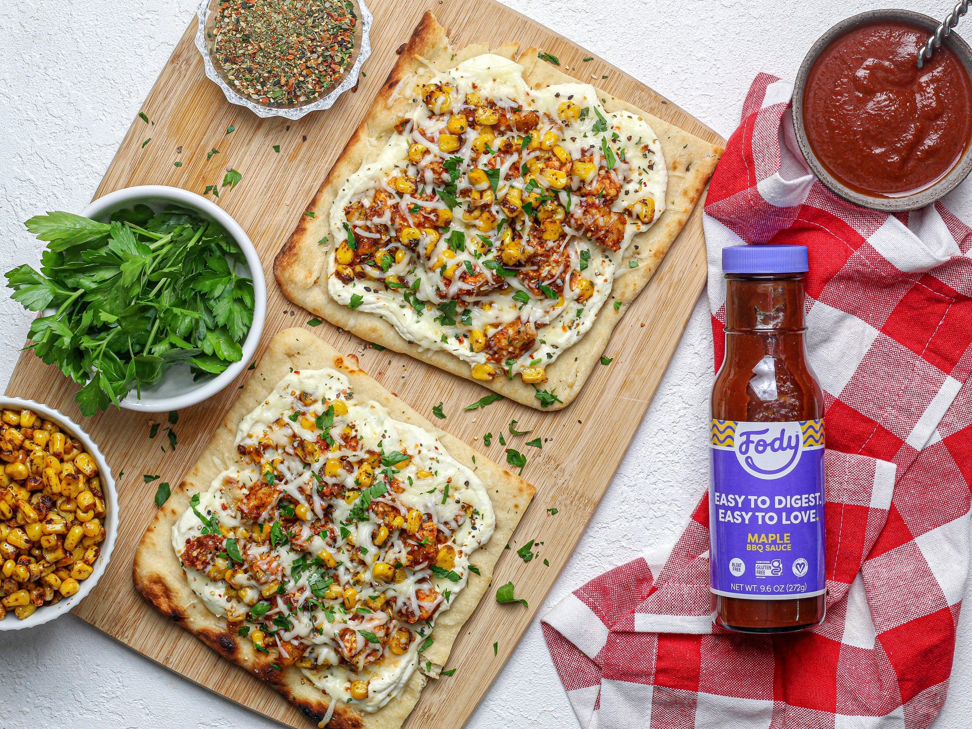 Fody’s Low FODMAP Flatbread Pizza with Grilled BBQ Tofu