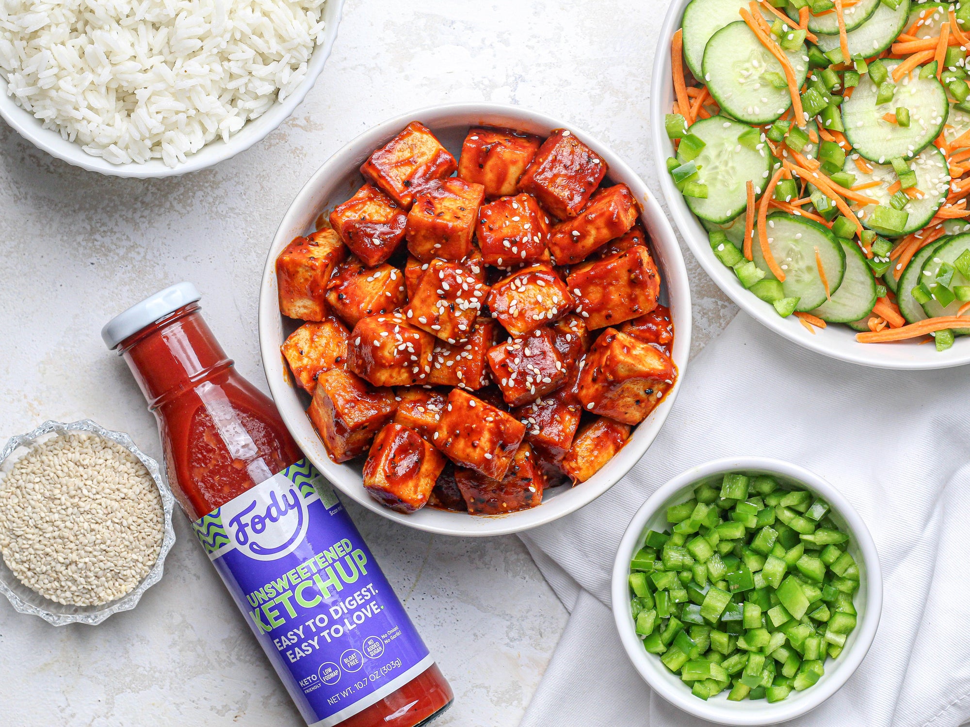 Fody’s Korean-Inspired Tofu with Cucumber Veggie Salad