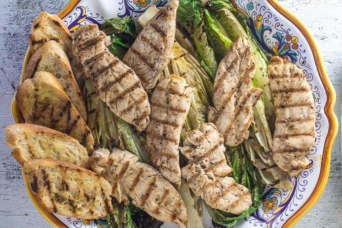 Grilled Low FODMAP Chicken Caesar Salad