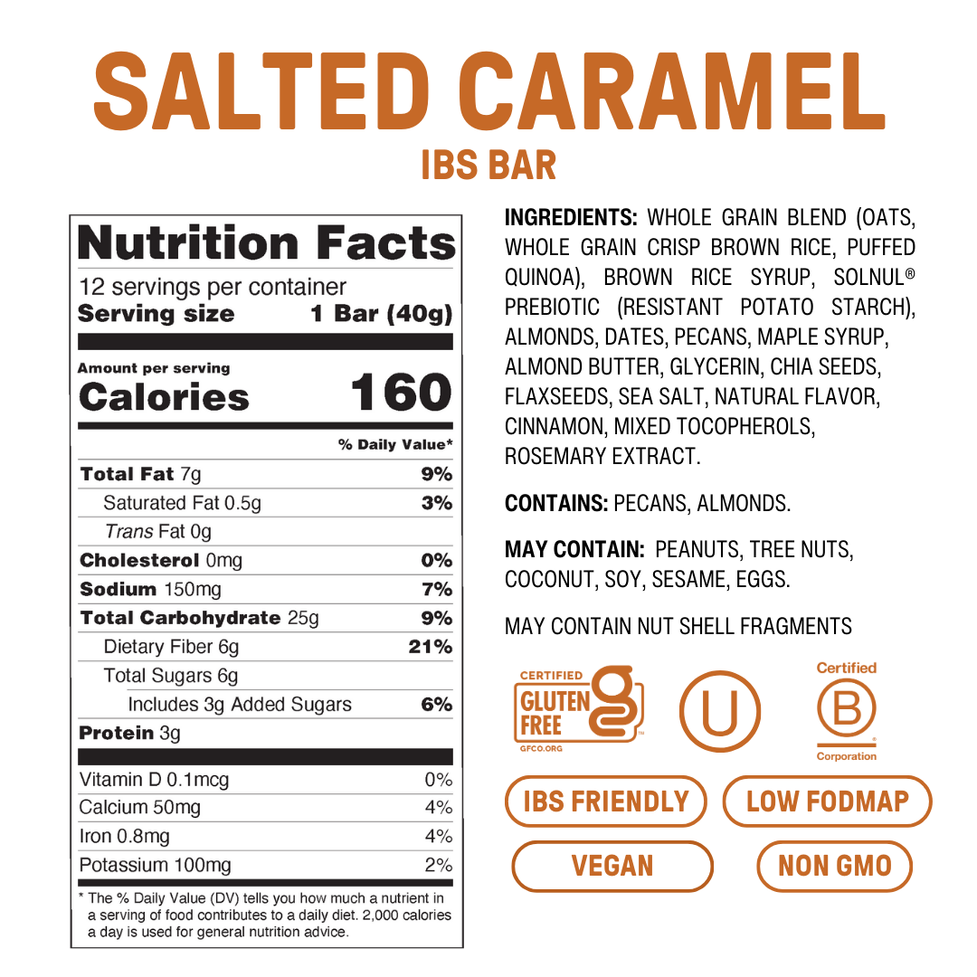 Barre Collation Riche en Fibres à saveur de Caramel Salé - Paquet de 12