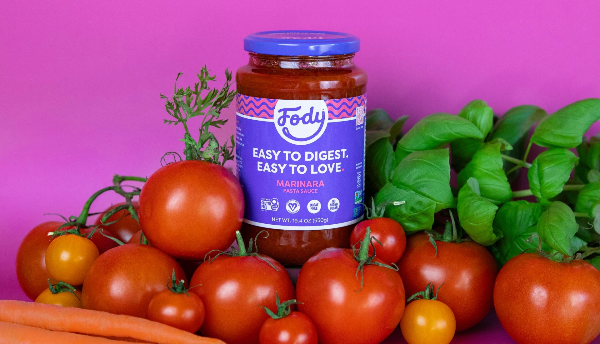 Fody Foods marinara sauce jar.