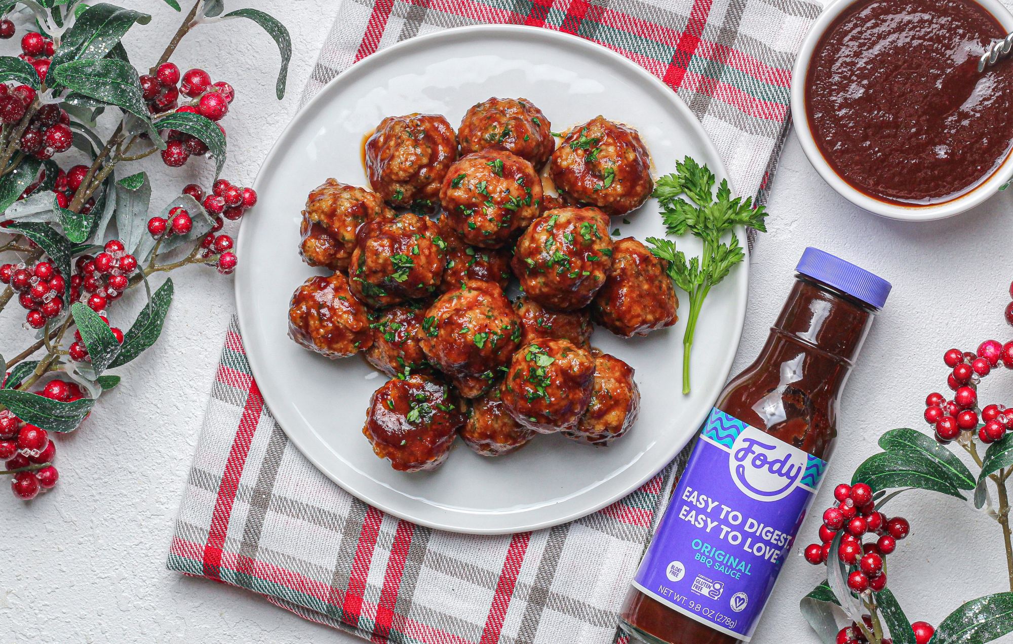 Turkey meatballs with Fody Foods' Original BBQ Sauce