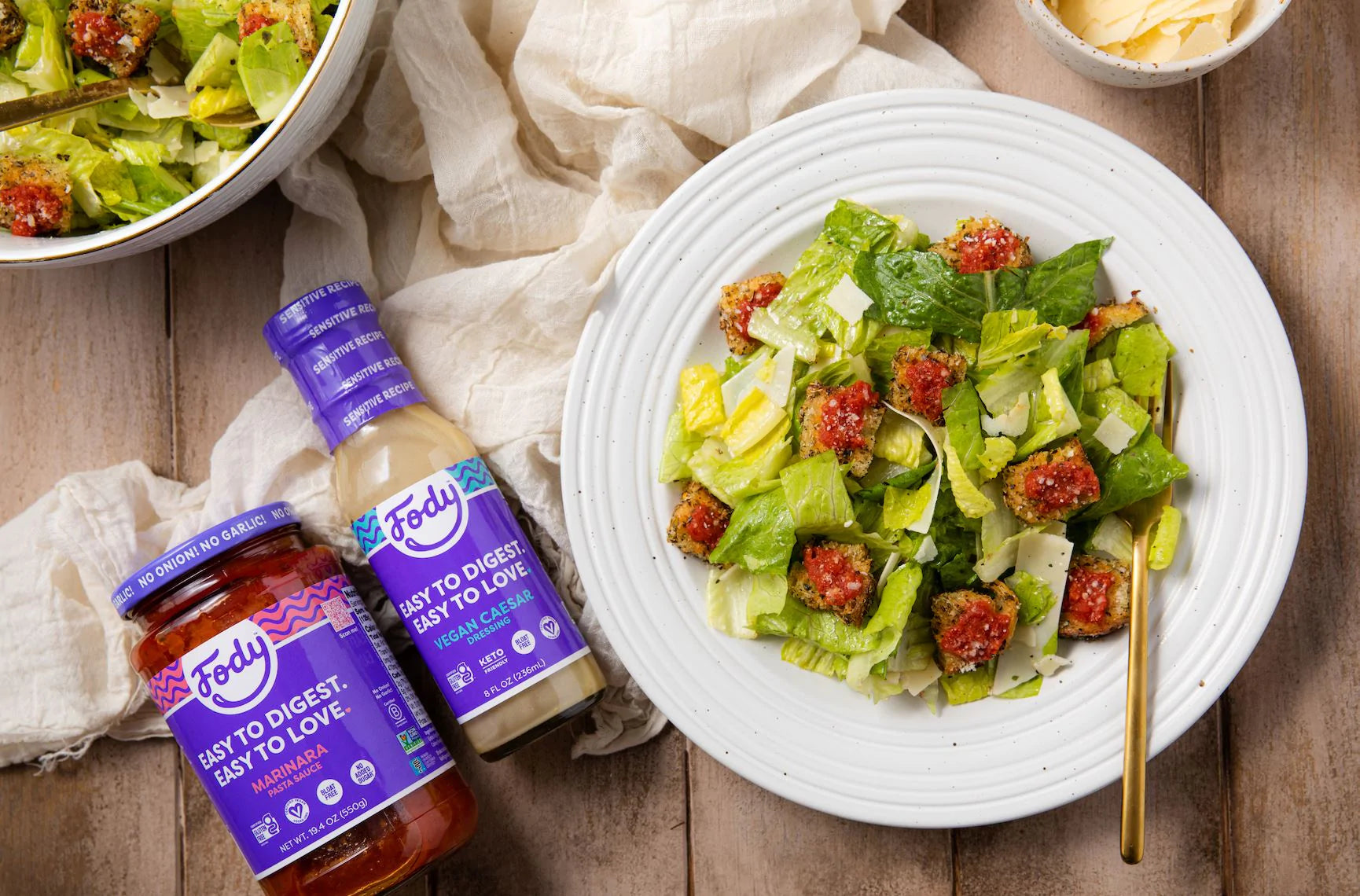 Fody’s Healthy Caesar Salad with Pizza Croutons