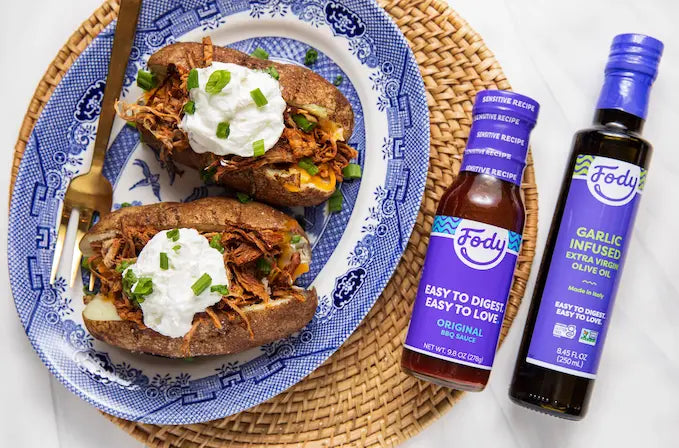 Fody's Low FODMAP BBQ Chicken Stuffed Potatoes