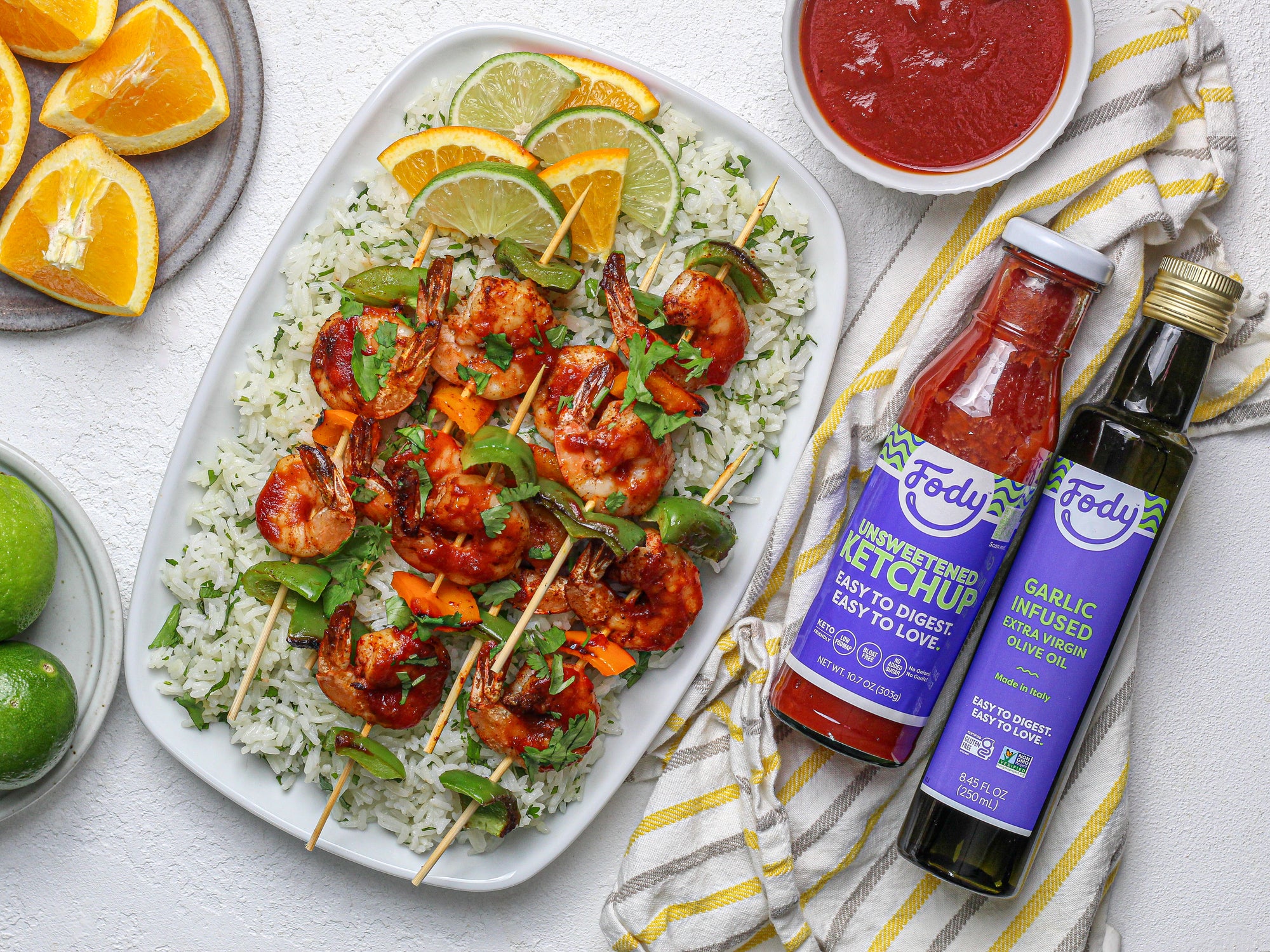 Fody’s Shrimp Skewers with Citrus Herb Rice