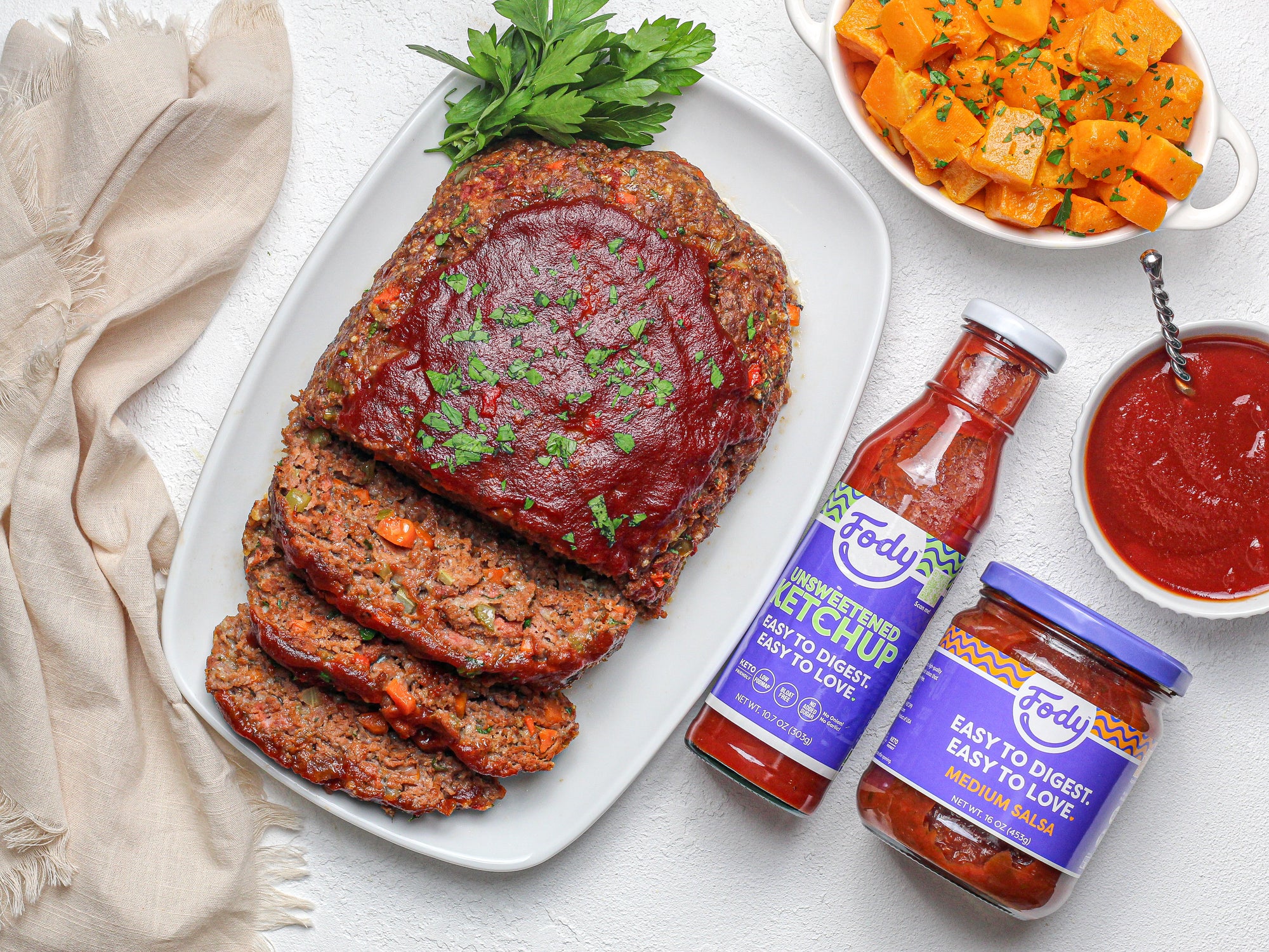 Fody’s Meatloaf with Herb-Roasted Butternut Squash