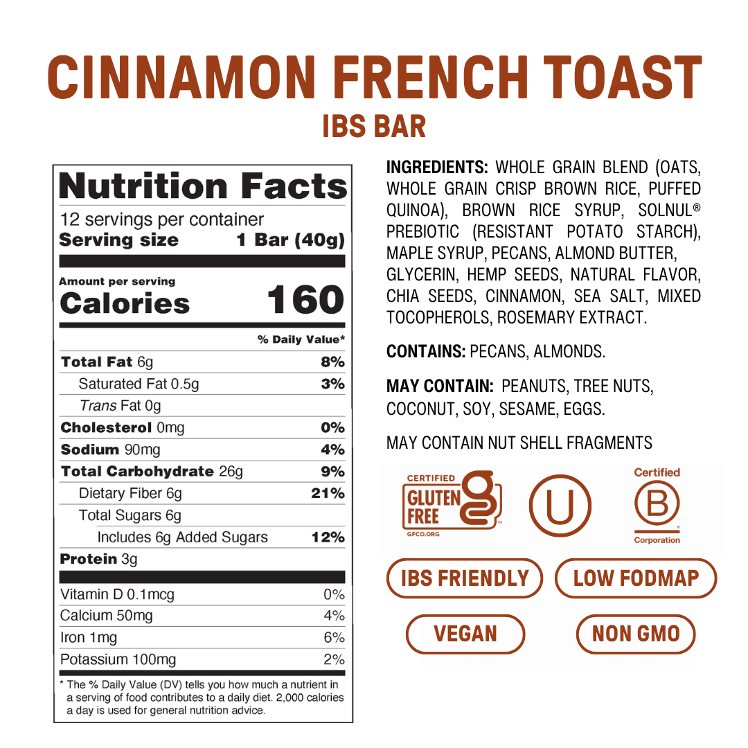 Cinnamon French Toast High Fiber Snack Bar - 12 Pack