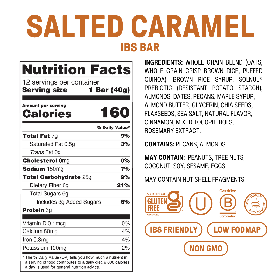 Barre Collation Riche en Fibres à saveur de Caramel Salé - Paquet de 12